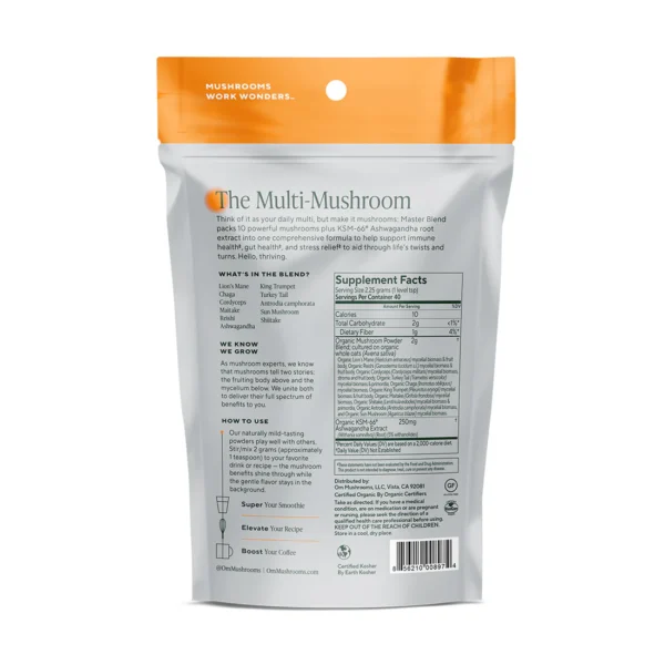 Om Mushroom Superfood - Master Blend Organic Mushroom Powder - 63g - 28 Servings - Image 4