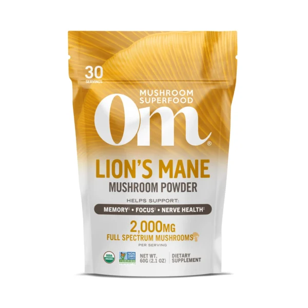 Om Mushroom Superfood - Lion’s Mane Organic Mushroom Powder - 60g - 30 Servings