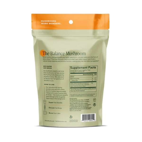 Om Mushroom Superfood - Reishi Organic Mushroom Powder - 60g - 30 Servings - Image 5