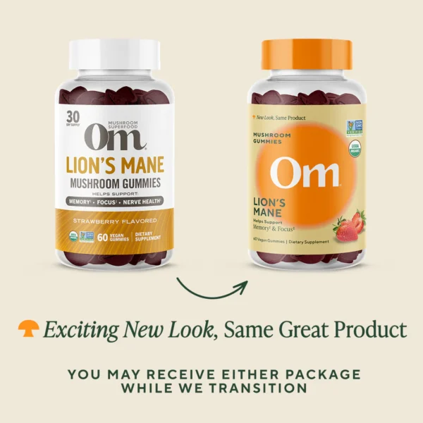 Om Mushroom Superfood - Lion's Mane Mushroom Gummies - Strawberry - 60ct - 30 Servings - Image 3