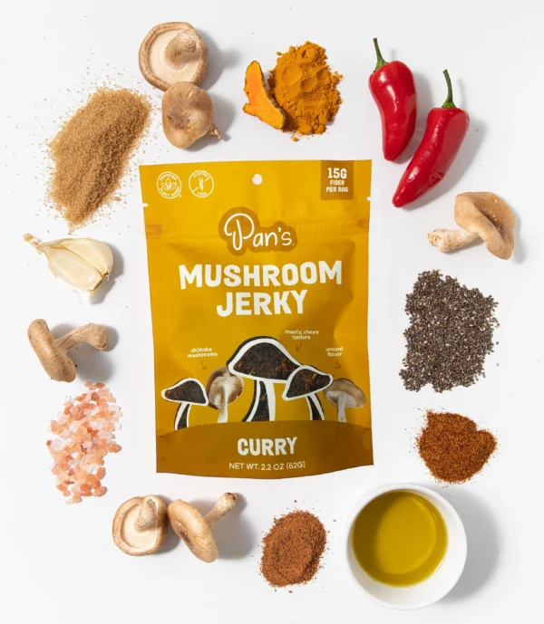 Pan's Mushroom Jerky - Curry Mushroom Jerky - Shiitake - 62g - 2 Servings - Image 3