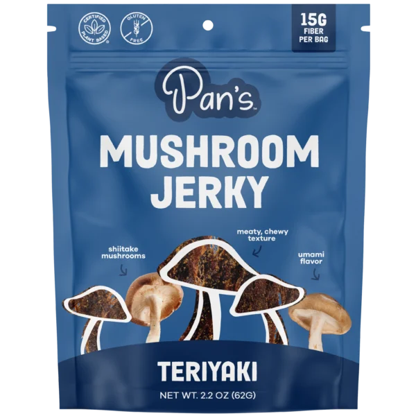 Pan's Mushroom Jerky - Teriyaki Mushroom Jerky - Shiitake - 62g - 2 Servings