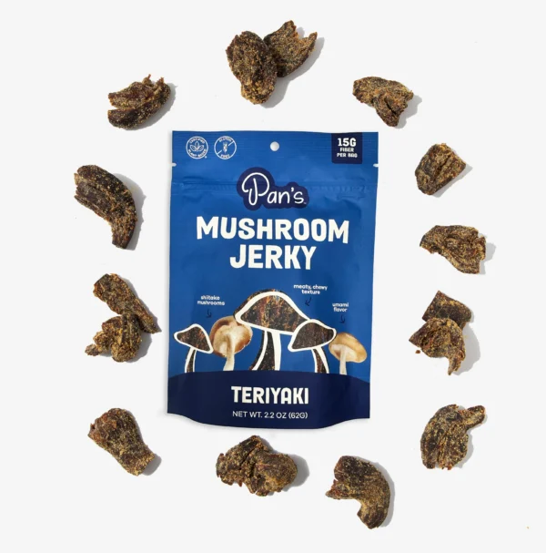 Pan's Mushroom Jerky - Teriyaki Mushroom Jerky - Shiitake - 62g - 2 Servings - Image 6