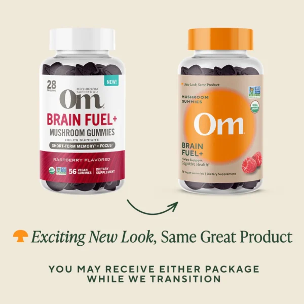 Om Mushroom Superfood - Brain Fuel+ Mushroom Gummies - Raspberry - 56ct - 28 Servings - Image 3