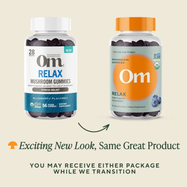 Om Mushroom Superfood - Relax Mushroom Gummies - Blueberry - 56ct - 28 Servings - Image 3