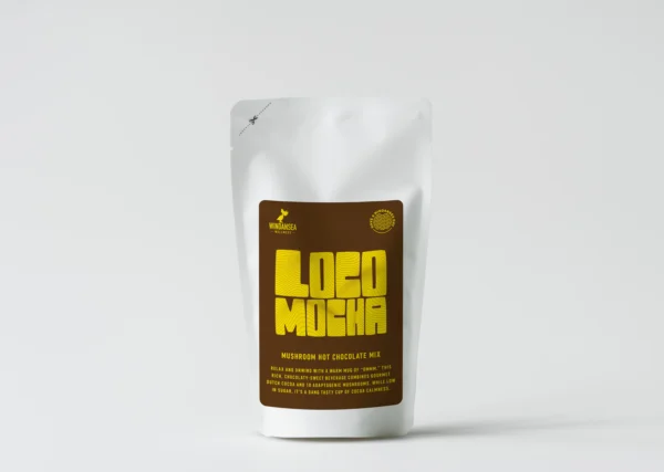 Windansea Coffee - Loco Mocha Mushroom Hot Chocolate Mix - 80g - 640mg Mushroom Blend per Serving - 10 Servings